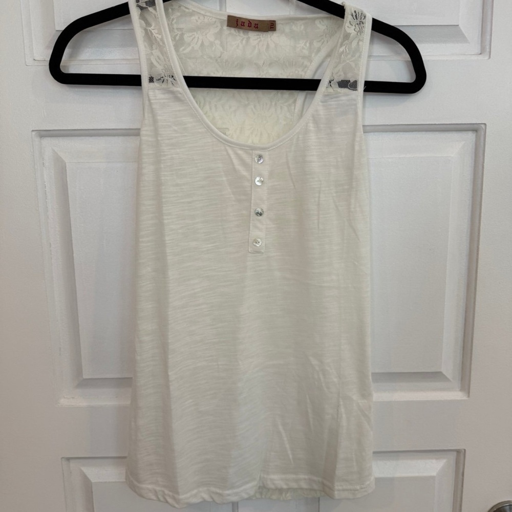 Saba White Lace Detail Tank Top